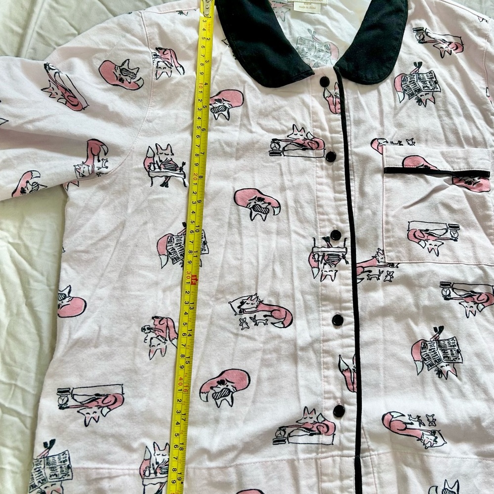 Kate Spade Foxy Lady Pink and Black Print Pajama Set Size Medium - Picture 4 of 11